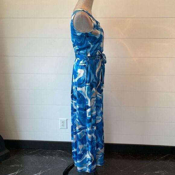 Size 2 Nicole Miller Dress One Shoulder Swirls Blue Whimsy Romantic Elegant - Picture 5 of 11
